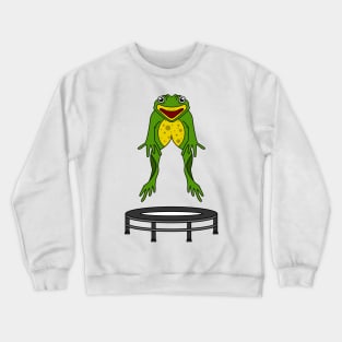 Funny frog is jumping on a trampoline Crewneck Sweatshirt